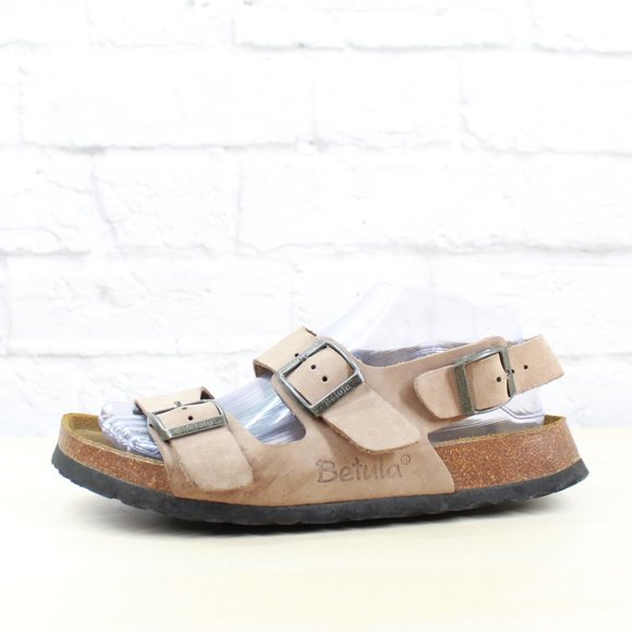 L.L. Bean Shoes - BIRKENSTOCK Betula Brown Leather Triple Buckle Ankle Strap Sandals L 7 / M 5
